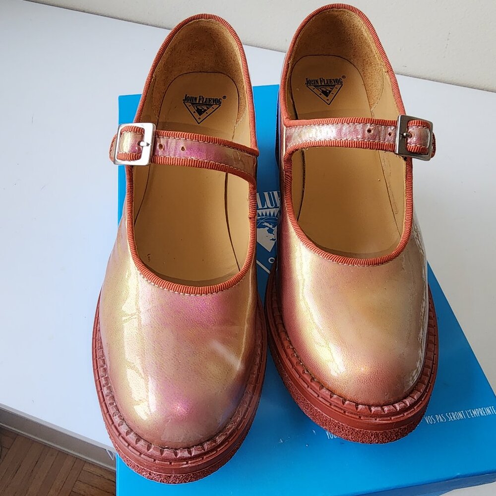 John Fluevog Brown Metallic Lazybone Mary Jane, Women's size 7.5